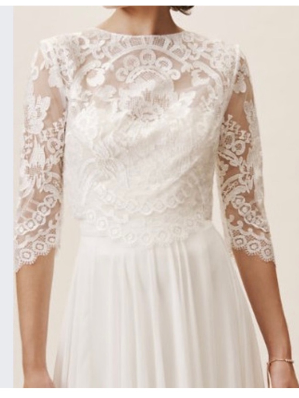 BHLDN “Addie” Ivory Lace Wedding Dress Topper